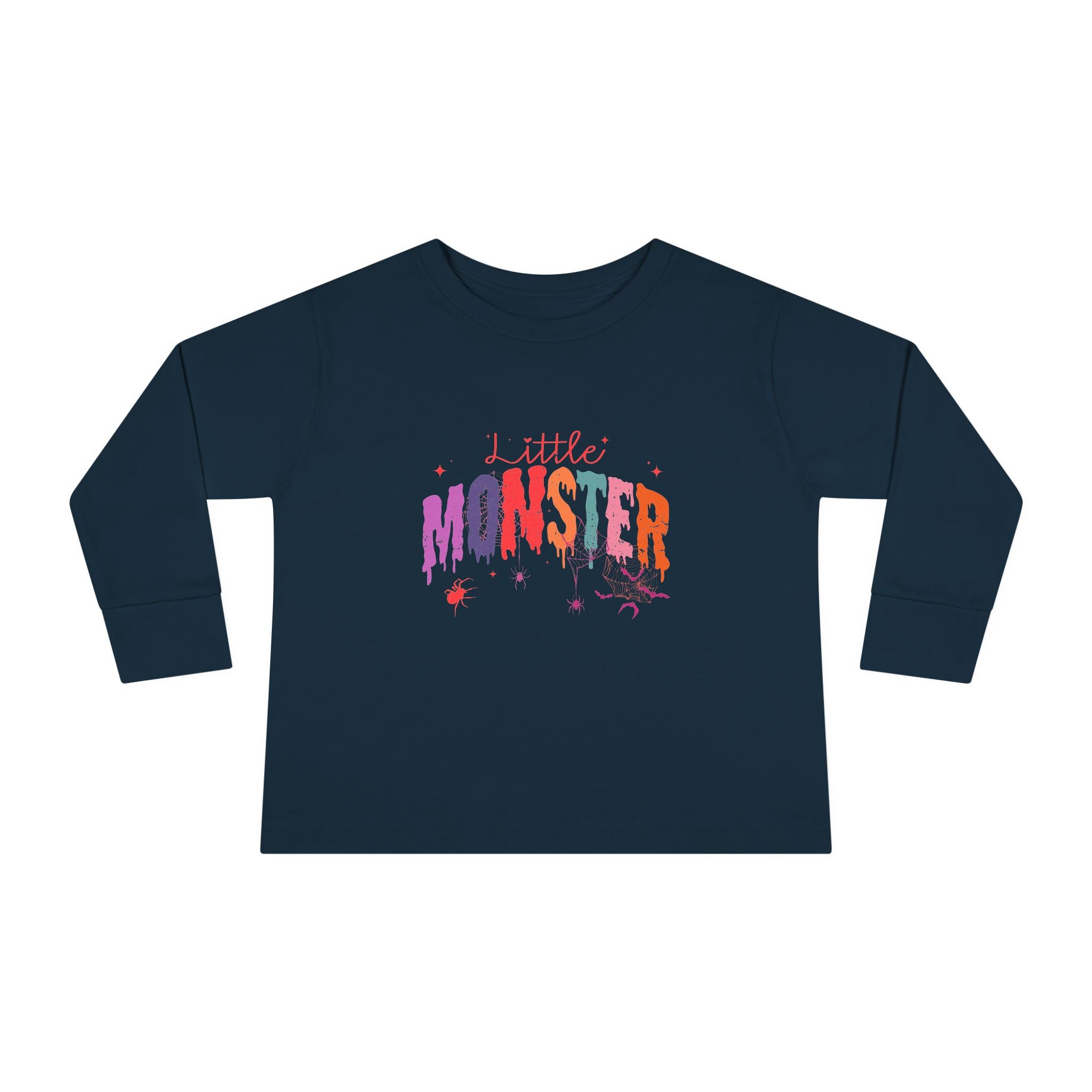 Toddler "Little Monster" Long Sleeve Tee in Reds and Pinks
