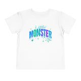 Toddler "Little Monster" Halloween Short Sleeve Tee in Blues and Greens