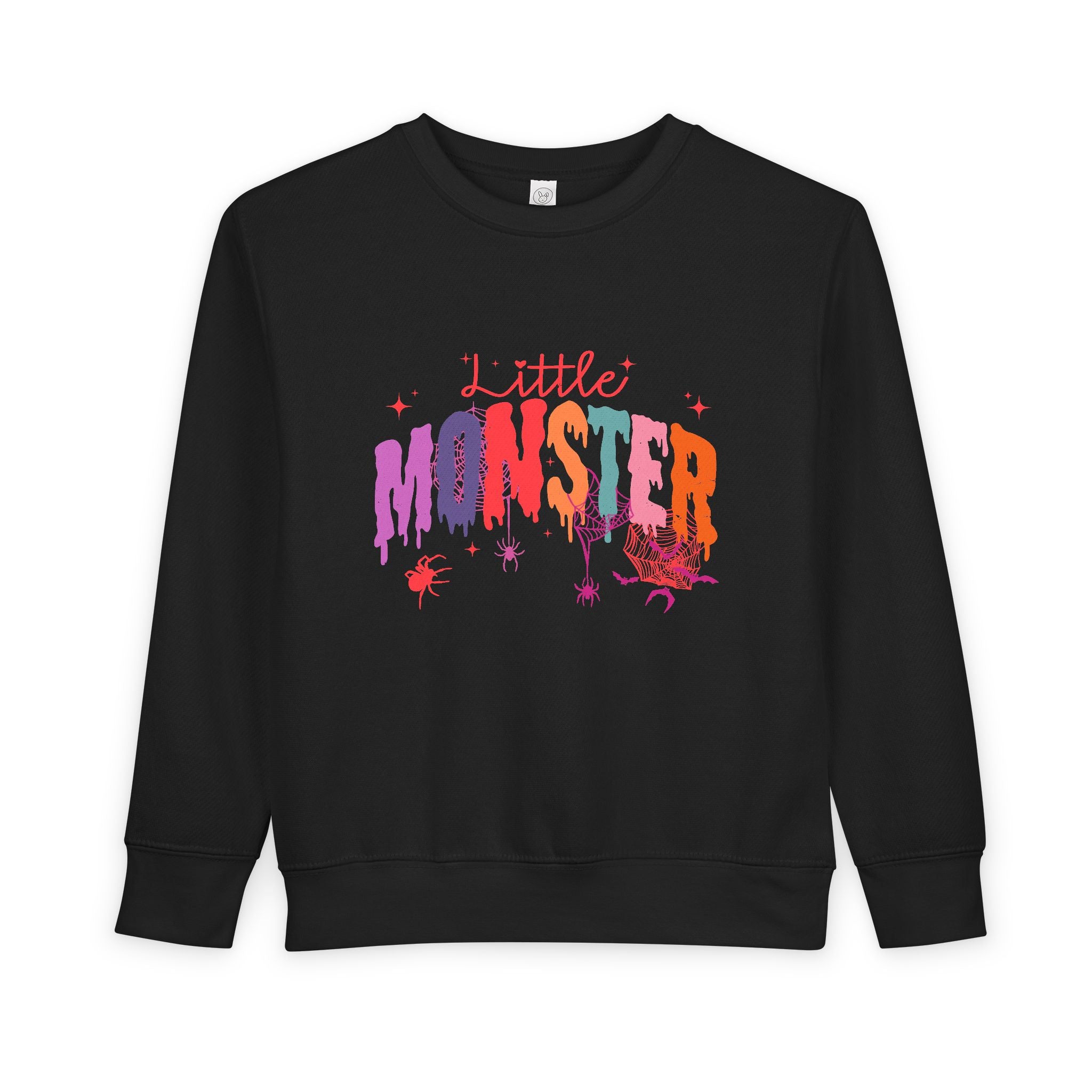 Toddler "Little Monster" Halloween Sweatshirt in Reds and Pinks