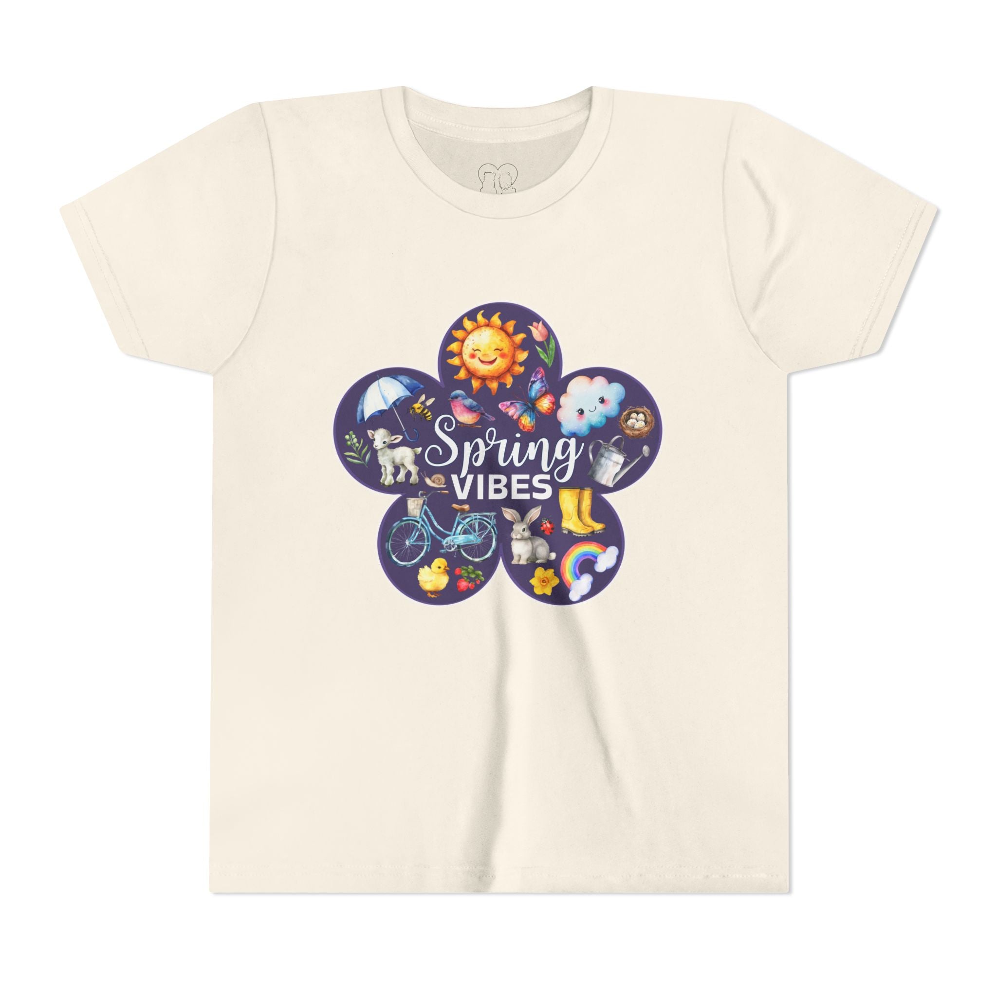 Kids "Spring Vibes" Purple Bloom Unisex Short Sleeve Tee