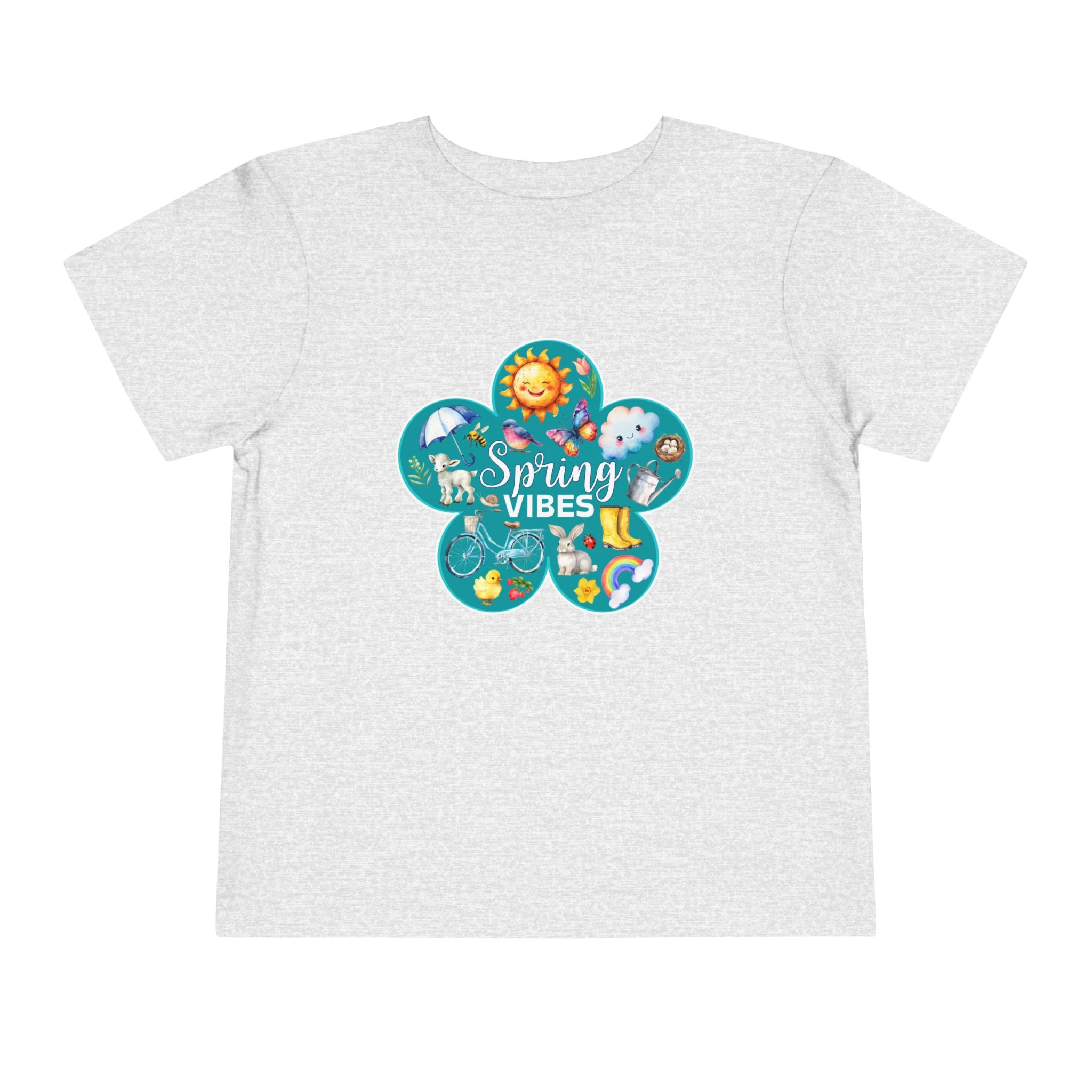 Toddler "Spring Vibes" Teal Bloom Short Sleeve Tee