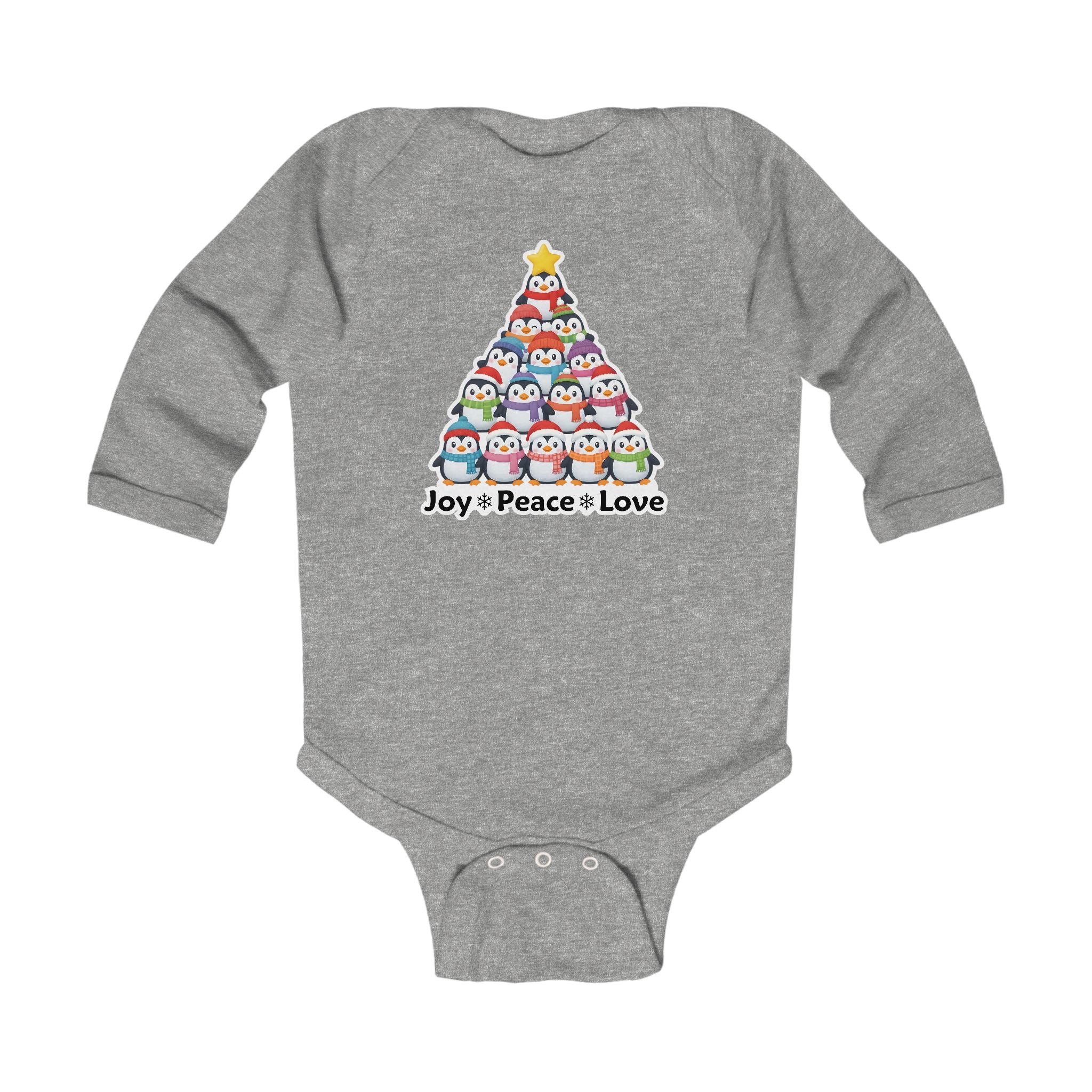 "Joy Peace Love" Baby Christmas Bodysuit - Soft Cotton Holiday Infant Clothing Long Sleeve