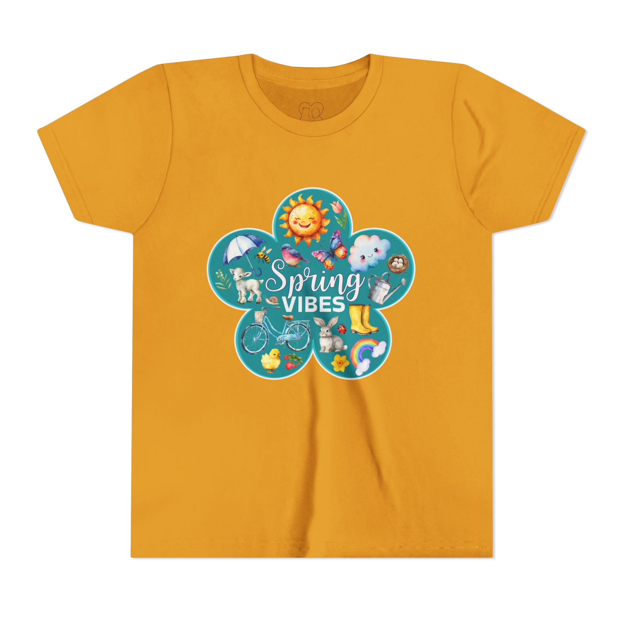 Kids "Spring Vibes" Teal Blossom Unisex Short Sleeve Tee