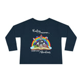 Toddler Tee — "Kindness is Power, Boundless Adventures" Rainbow Puppy Long Sleeve