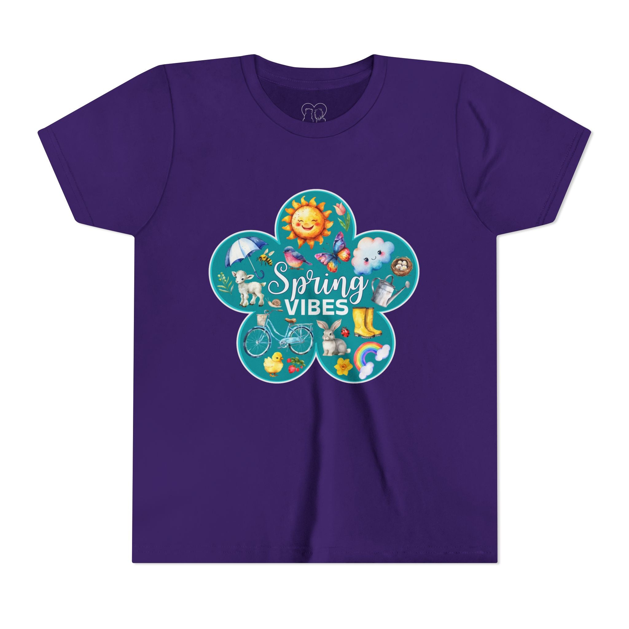 Kids "Spring Vibes" Teal Blossom Unisex Short Sleeve Tee