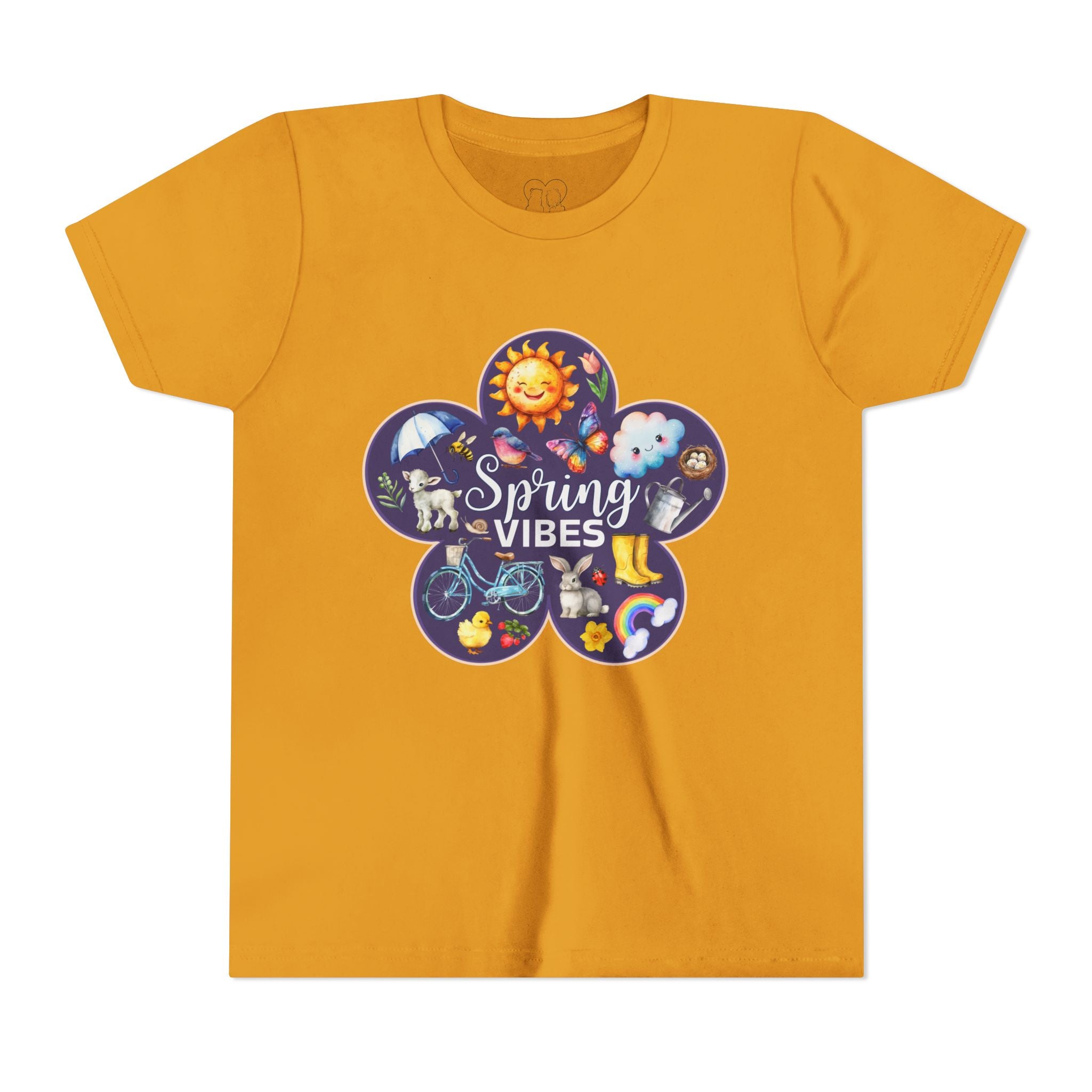 Kids "Spring Vibes" Purple Bloom Unisex Short Sleeve Tee