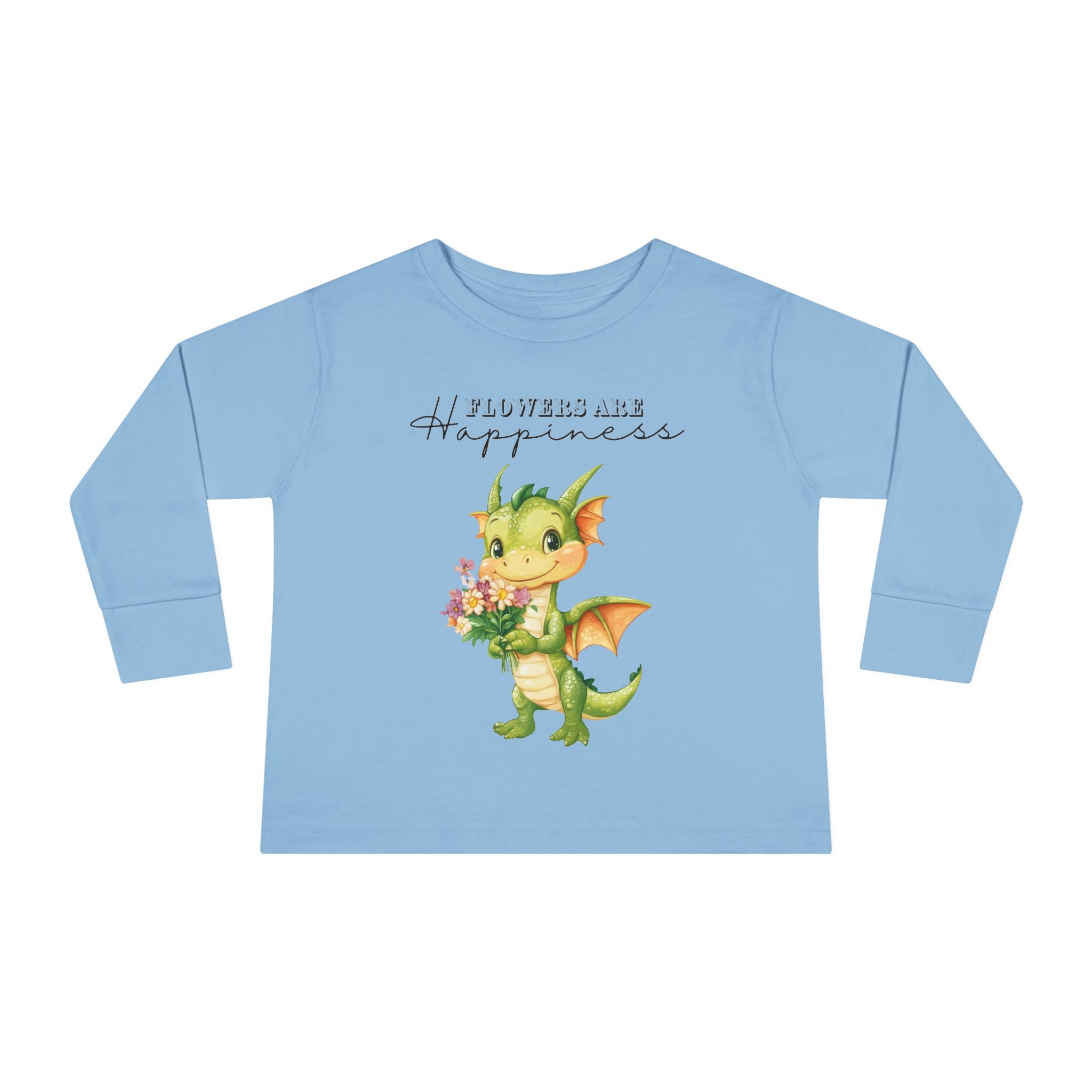 Toddler "Flowers are Happiness" DRAGO Long Sleeve Tee