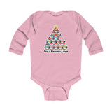 "Joy Peace Love" Baby Christmas Bodysuit - Soft Cotton Holiday Infant Clothing Long Sleeve