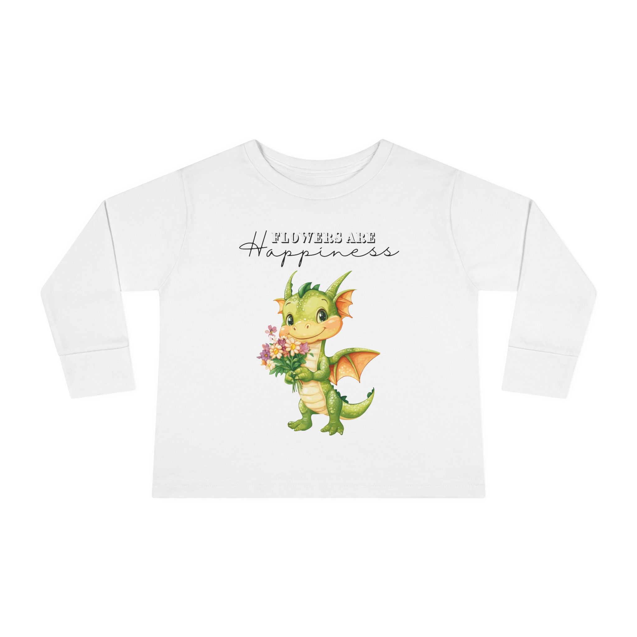 Toddler "Flowers are Happiness" DRAGO Long Sleeve Tee