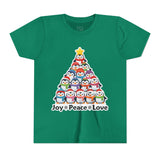 "Joy Peace Love" Kids Christmas Tee – Holiday Shirt, Penguin Graphic Tee