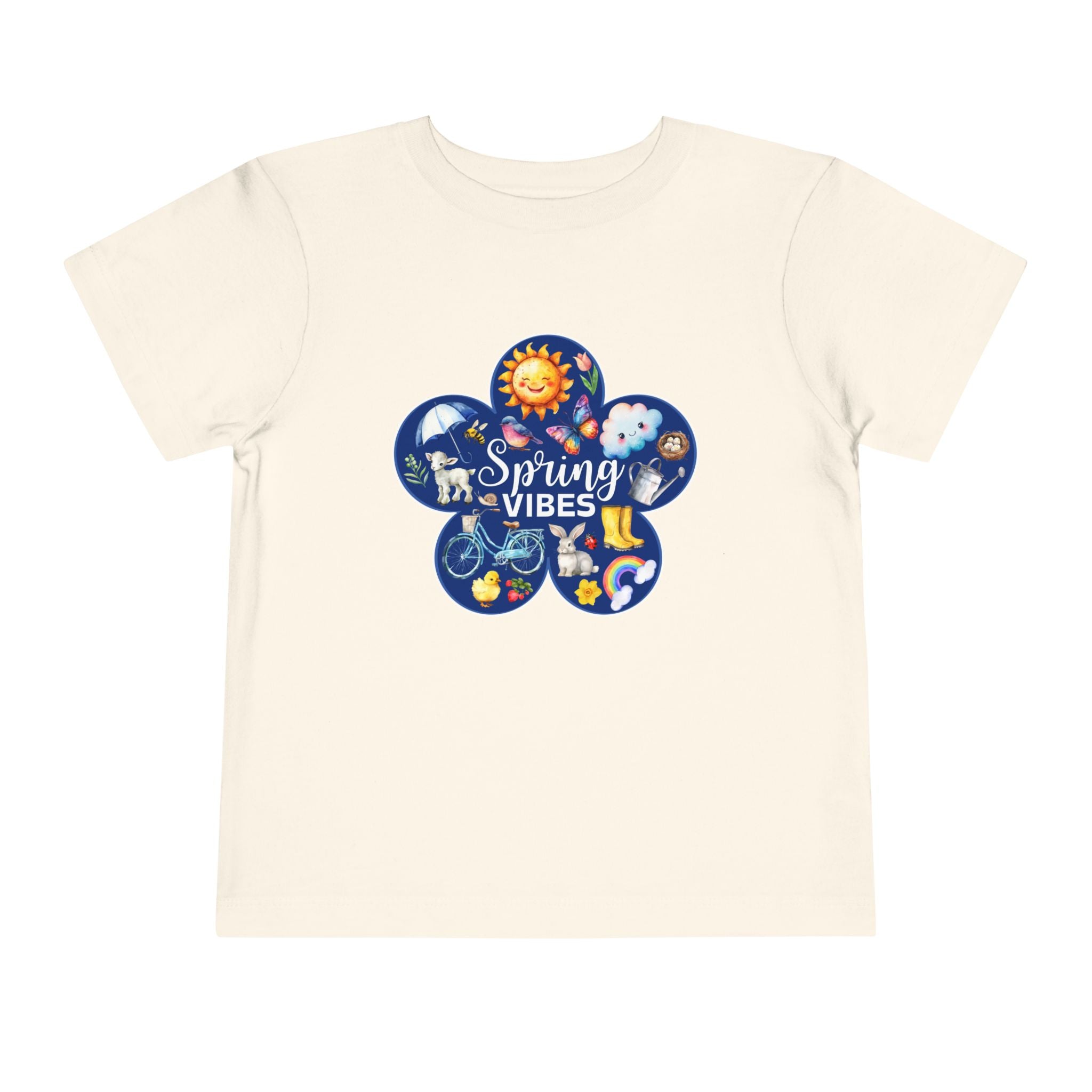 Toddler "Spring Vibes" Blue Bloom Short Sleeve Tee