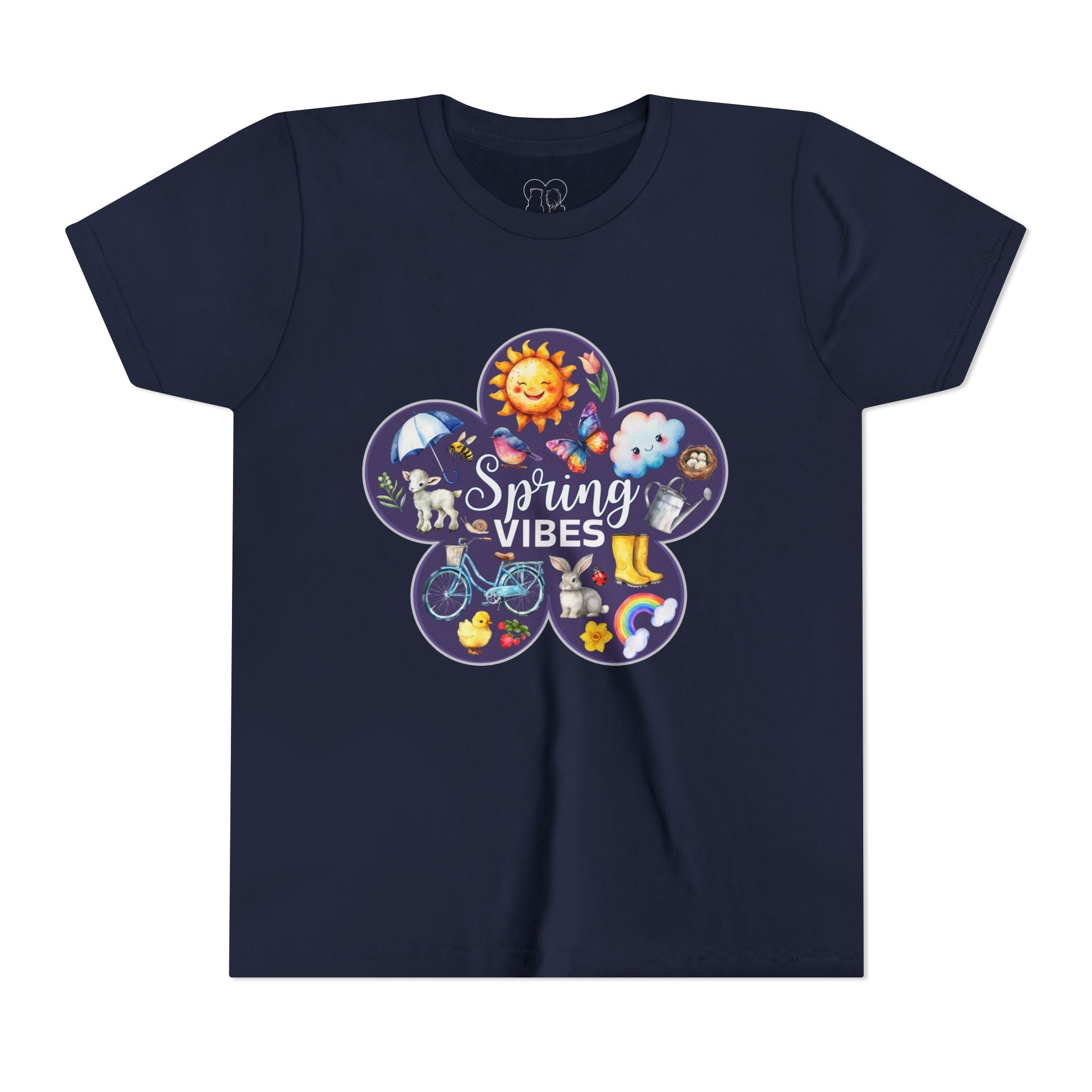Kids "Spring Vibes" Purple Bloom Unisex Short Sleeve Tee