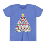 "Joy Peace Love" Kids Christmas Tee – Holiday Shirt, Penguin Graphic Tee