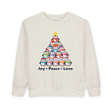 "Joy Peace Love" Toddler Christmas Sweatshirt - Cozy Kids Winter Wear, Soft Cotton Blend Crewneck