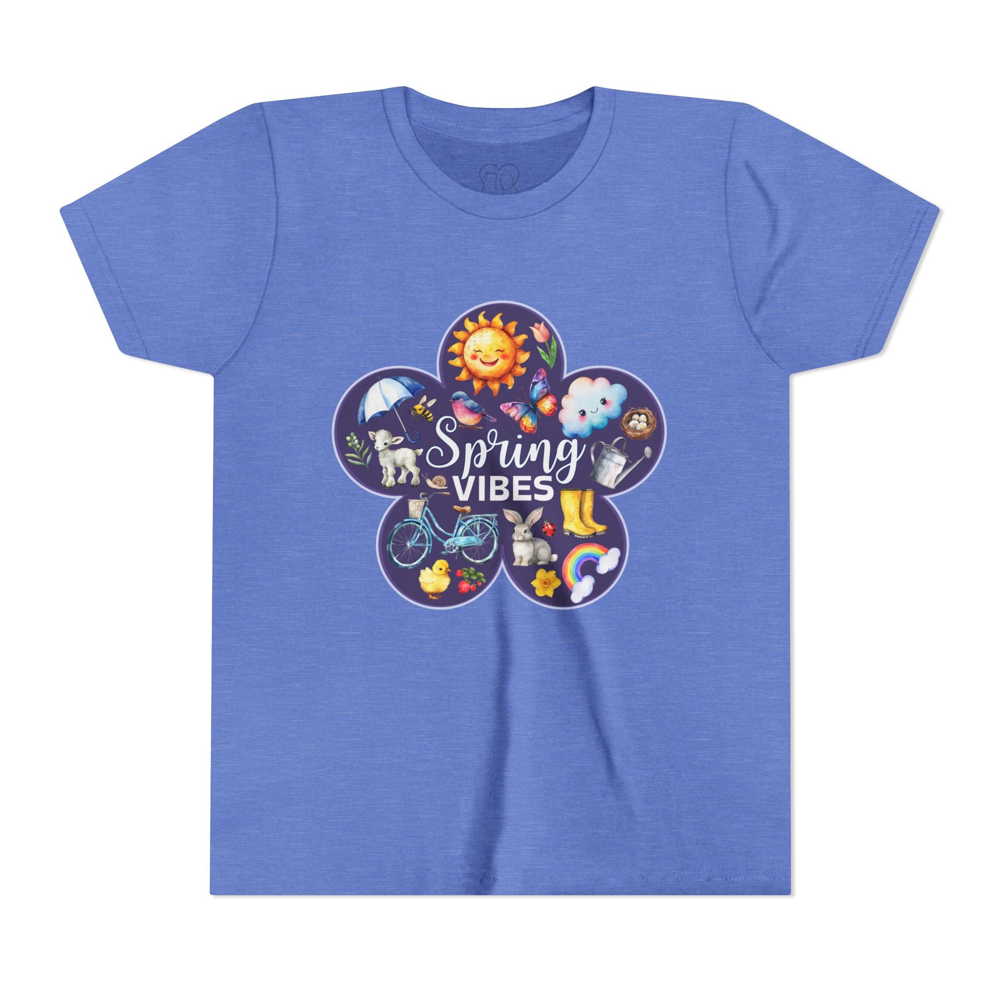 Kids "Spring Vibes" Purple Bloom Unisex Short Sleeve Tee