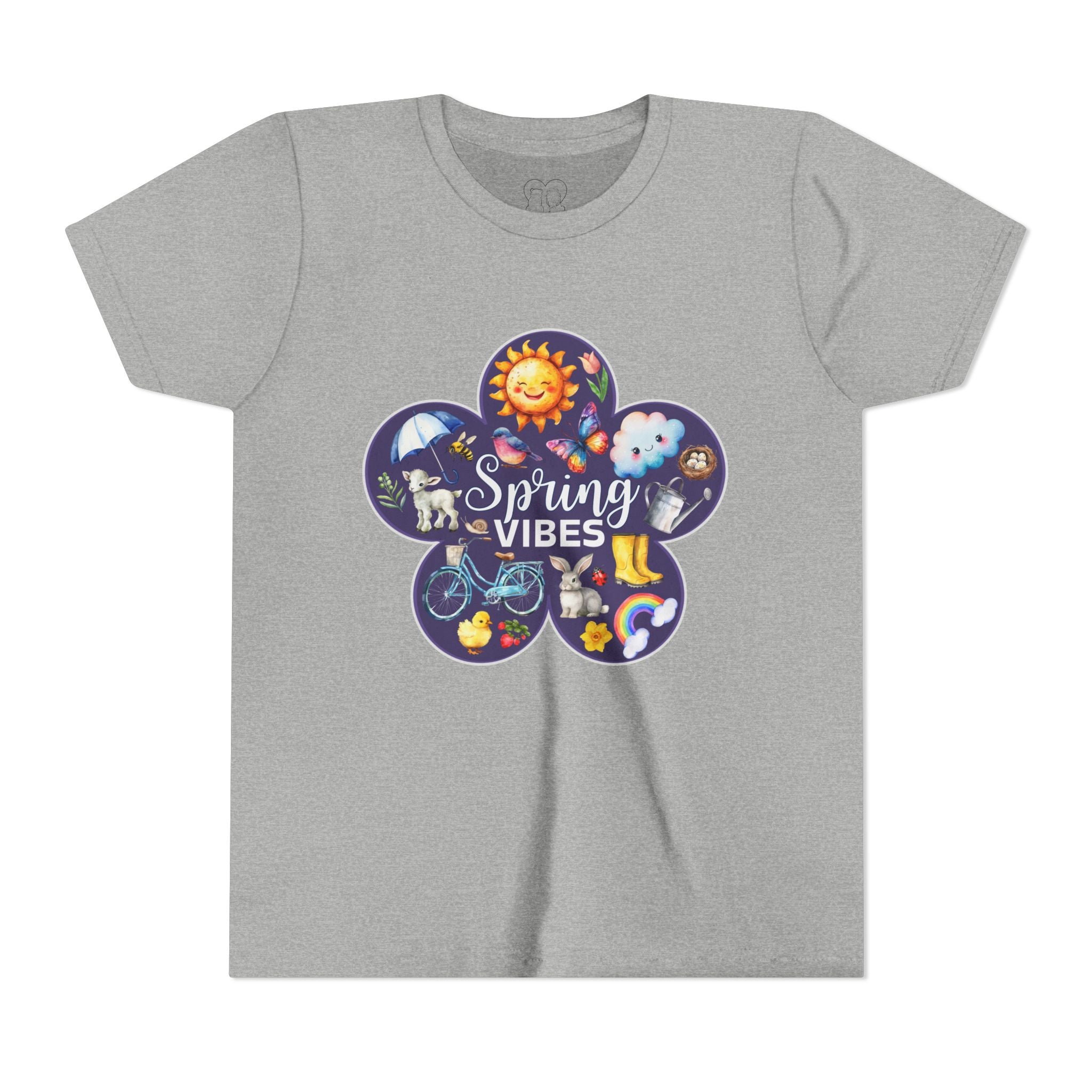 Kids "Spring Vibes" Purple Bloom Unisex Short Sleeve Tee