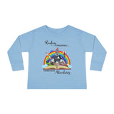 Toddler Tee — "Kindness is Power, Boundless Adventures" Rainbow Puppy Long Sleeve