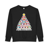 "Joy Peace Love" Toddler Christmas Sweatshirt - Cozy Kids Winter Wear, Soft Cotton Blend Crewneck