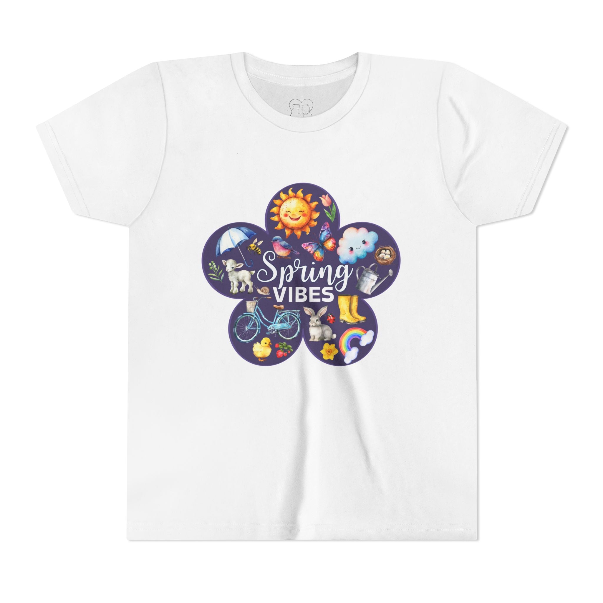 Kids "Spring Vibes" Purple Bloom Unisex Short Sleeve Tee