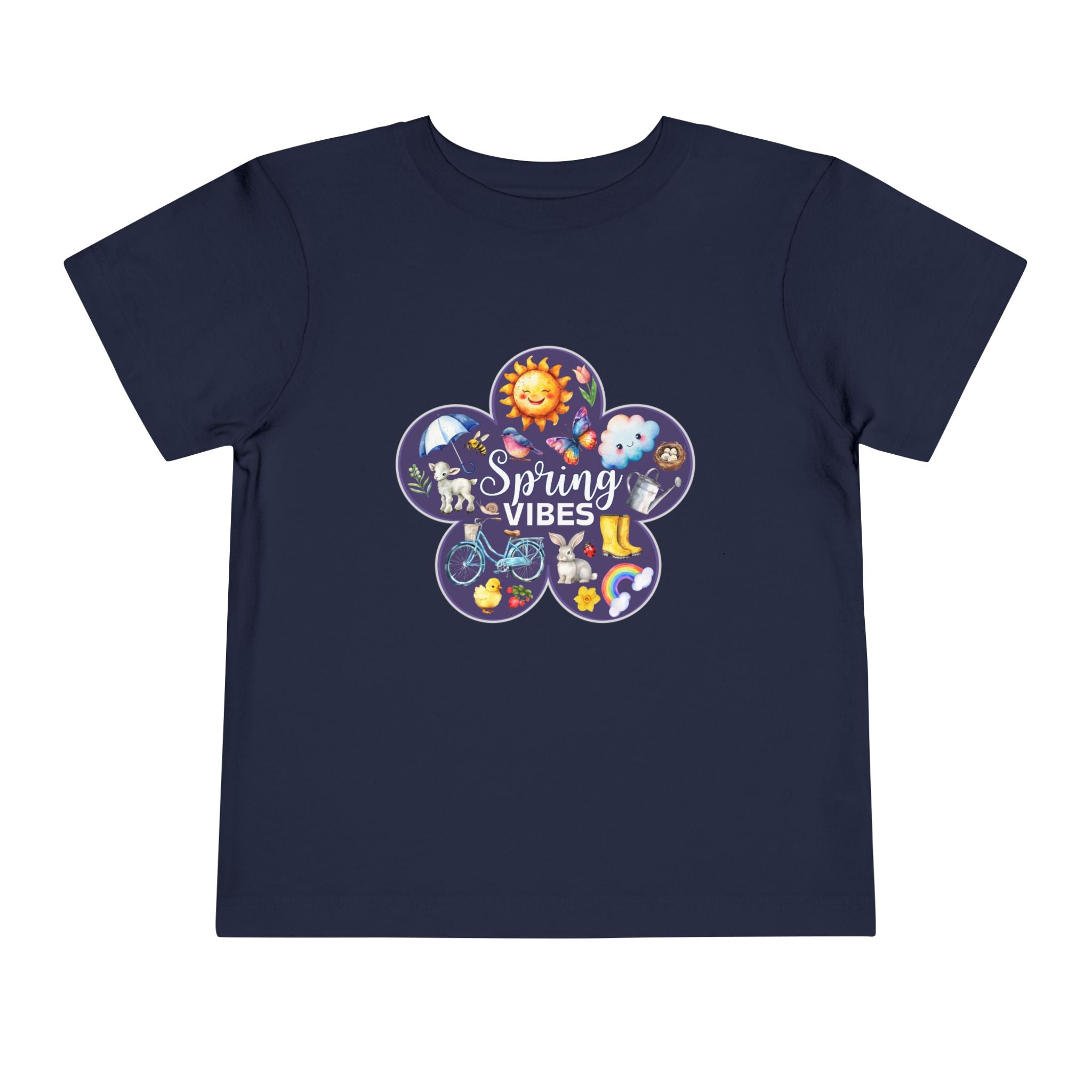 Toddler "Spring Vibes" Purple Bloom Unisex Short Sleeve Tee