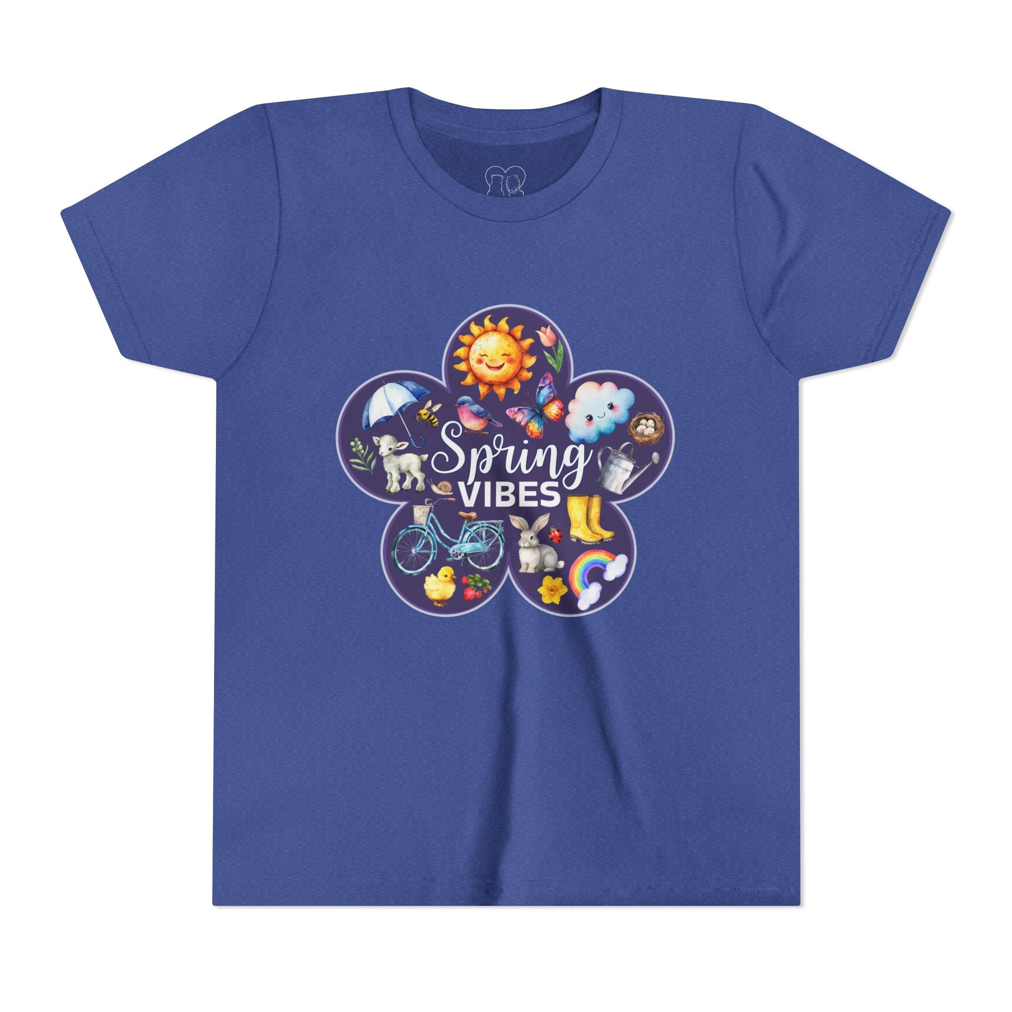 Kids "Spring Vibes" Purple Bloom Unisex Short Sleeve Tee
