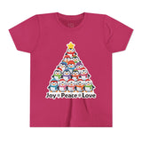 "Joy Peace Love" Kids Christmas Tee – Holiday Shirt, Penguin Graphic Tee
