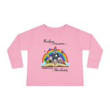 Toddler Tee — "Kindness is Power, Boundless Adventures" Rainbow Puppy Long Sleeve