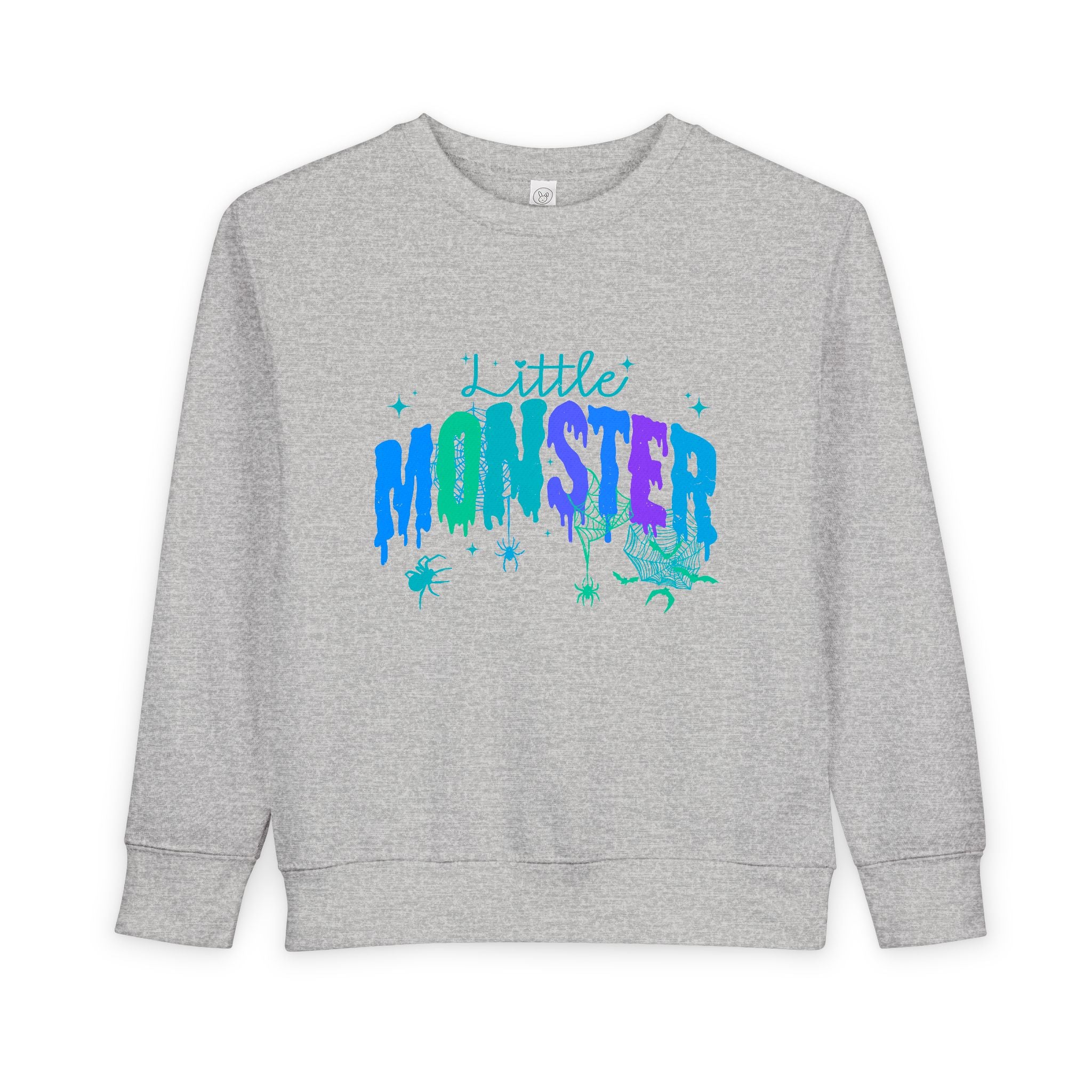 Toddler "Little Monster" Halloween Sweatshirt in Blues and Greens