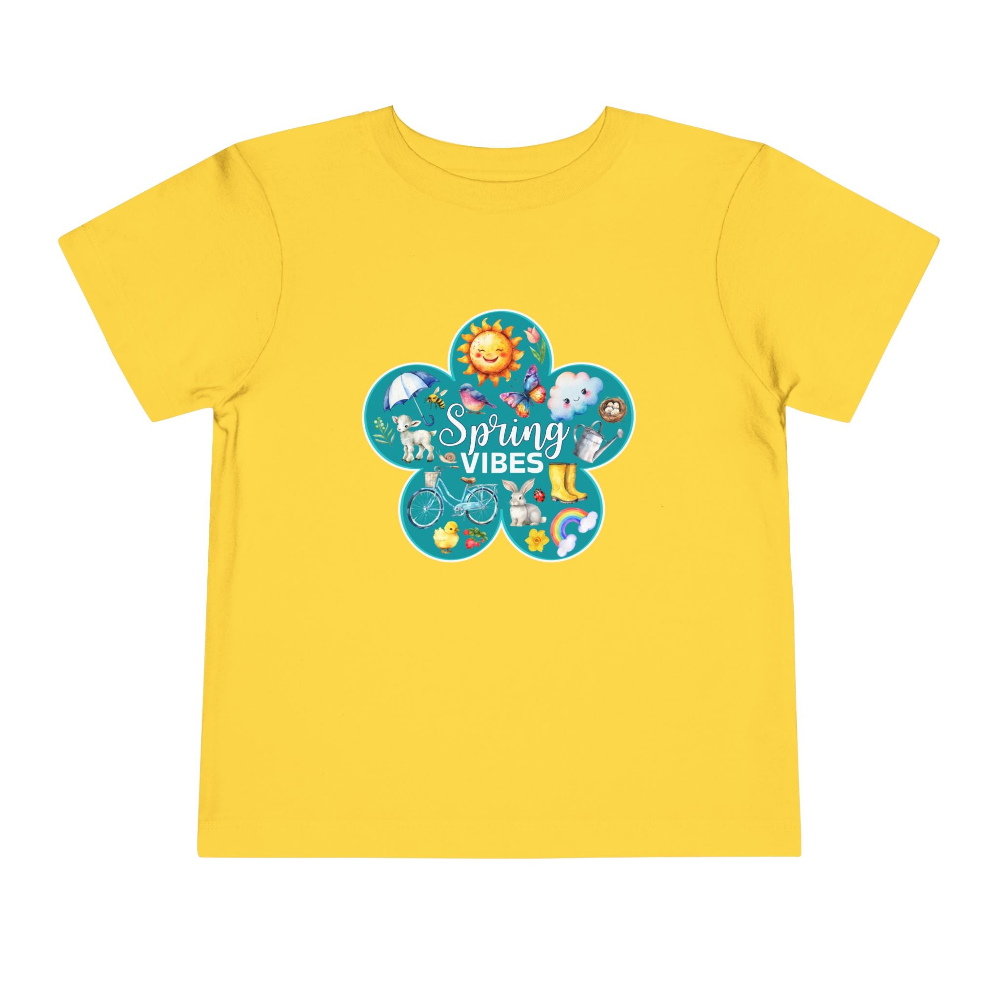 Toddler "Spring Vibes" Teal Bloom Short Sleeve Tee
