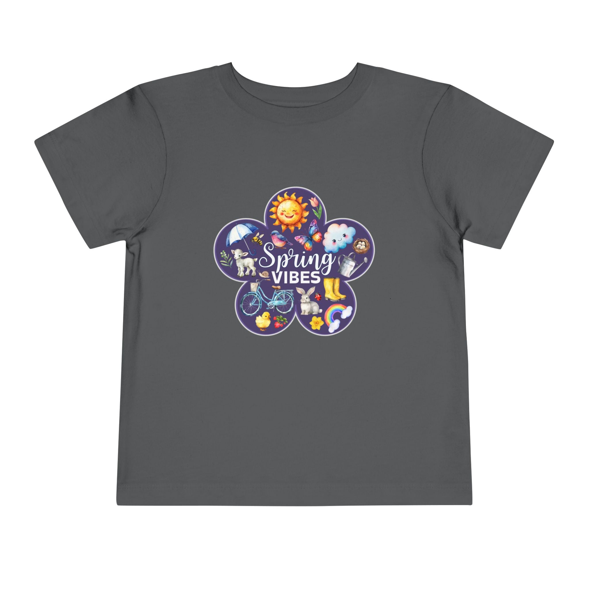 Toddler "Spring Vibes" Purple Bloom Unisex Short Sleeve Tee