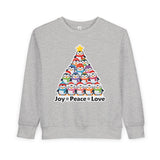 "Joy Peace Love" Toddler Christmas Sweatshirt - Cozy Kids Winter Wear, Soft Cotton Blend Crewneck