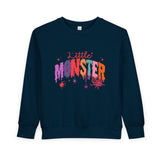 Toddler "Little Monster" Halloween Sweatshirt in Reds and Pinks