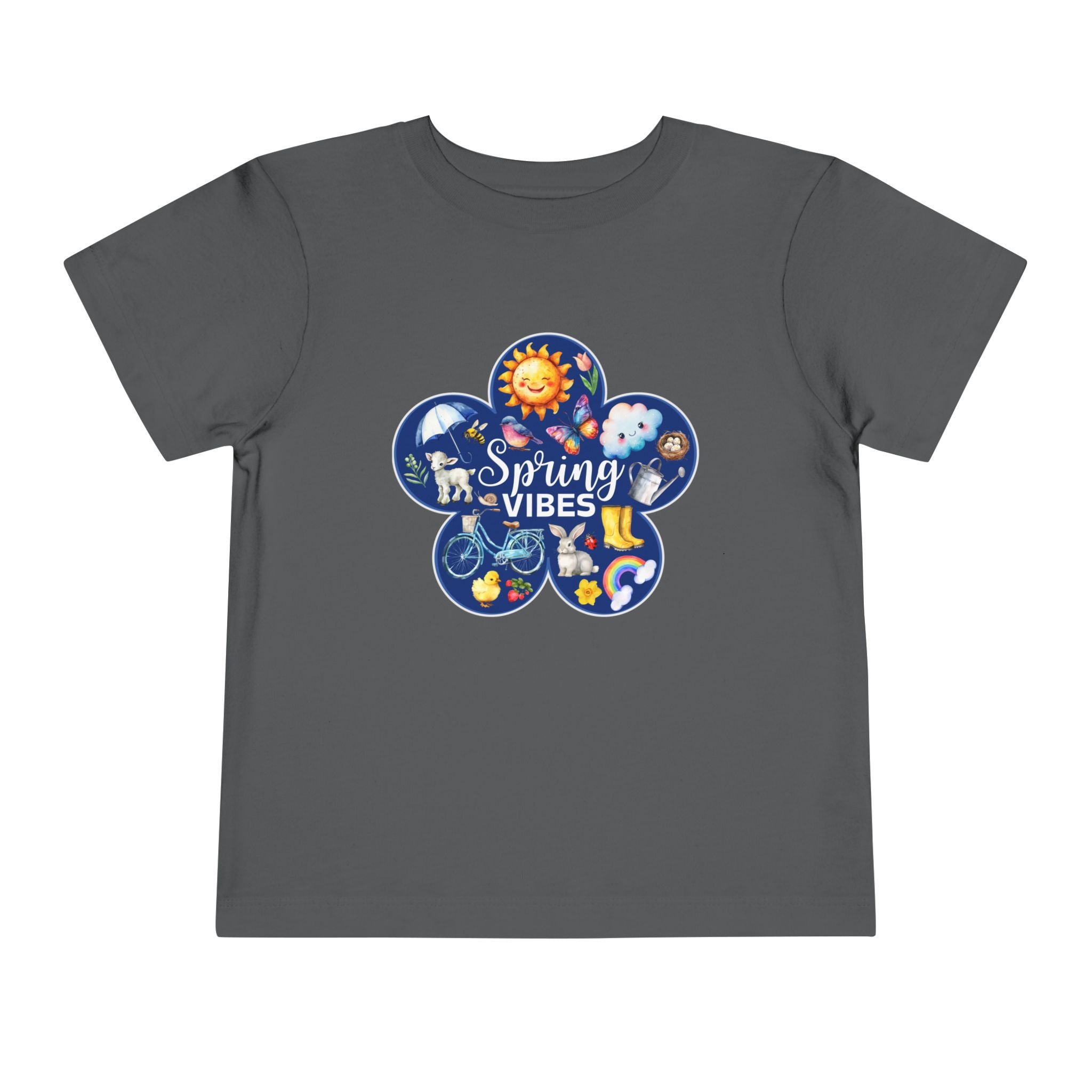 Toddler "Spring Vibes" Blue Bloom Short Sleeve Tee