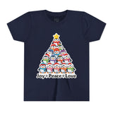 "Joy Peace Love" Kids Christmas Tee – Holiday Shirt, Penguin Graphic Tee