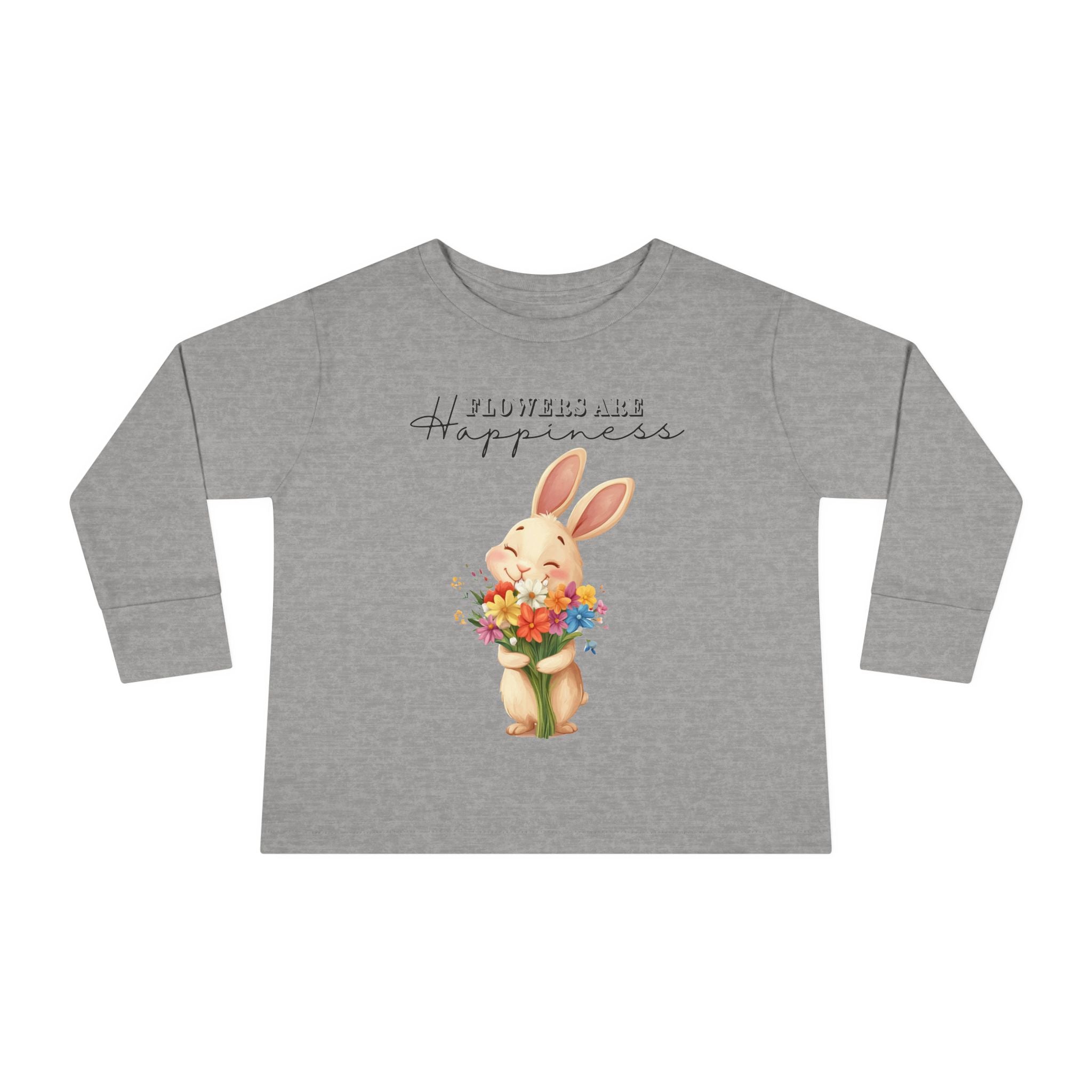 Toddler "Flowers are Happiness" VALENTINA Long Sleeve Tee