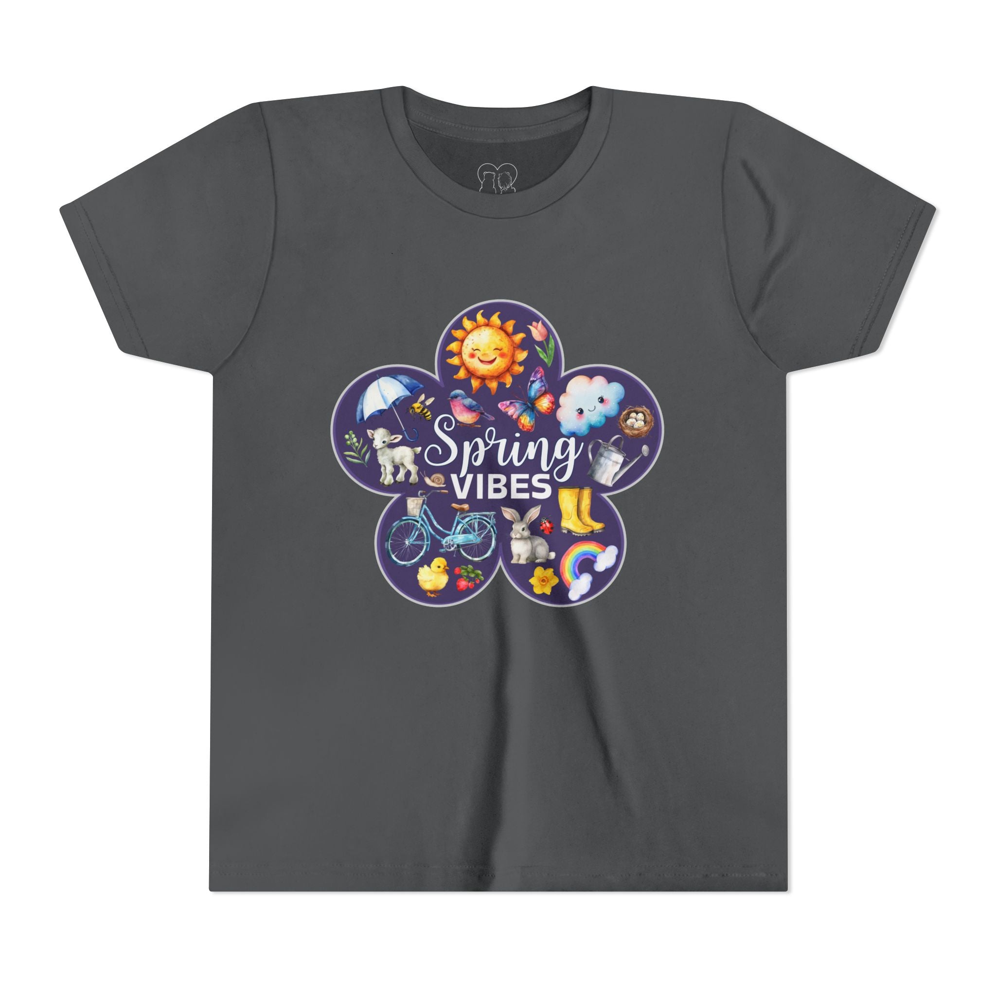 Kids "Spring Vibes" Purple Bloom Unisex Short Sleeve Tee