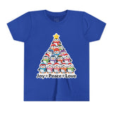 "Joy Peace Love" Kids Christmas Tee – Holiday Shirt, Penguin Graphic Tee
