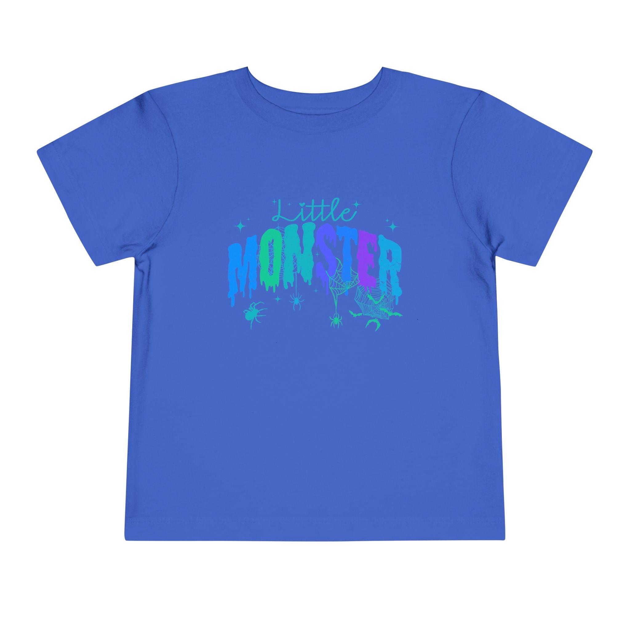 Toddler "Little Monster" Halloween Short Sleeve Tee in Blues and Greens