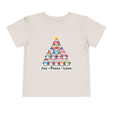 "Joy Peace Love" Toddler Christmas Tee - Holiday Penguin Shirt, Soft Cotton T-Shirt