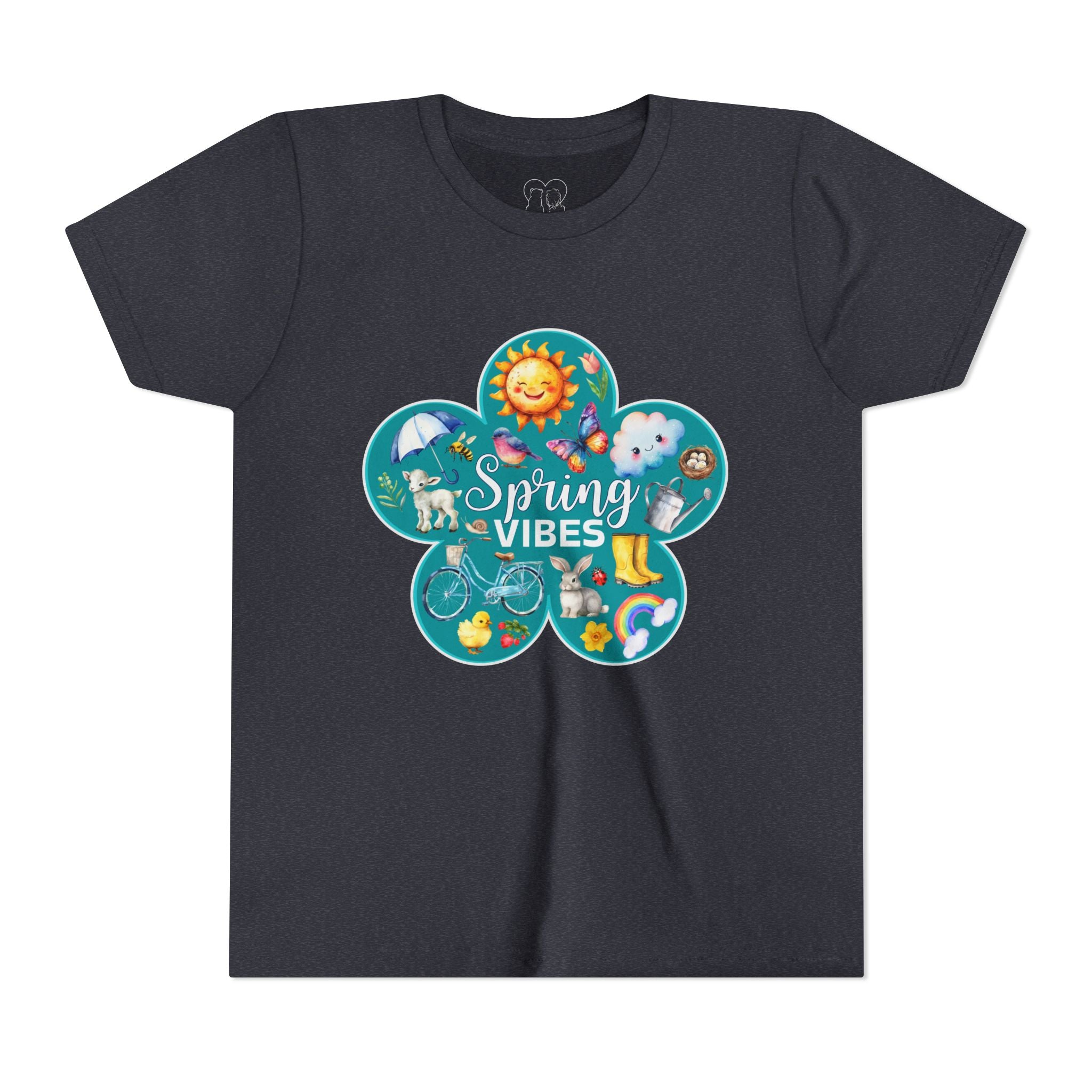 Kids "Spring Vibes" Teal Blossom Unisex Short Sleeve Tee