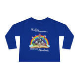 Toddler Tee — "Kindness is Power, Boundless Adventures" Rainbow Puppy Long Sleeve