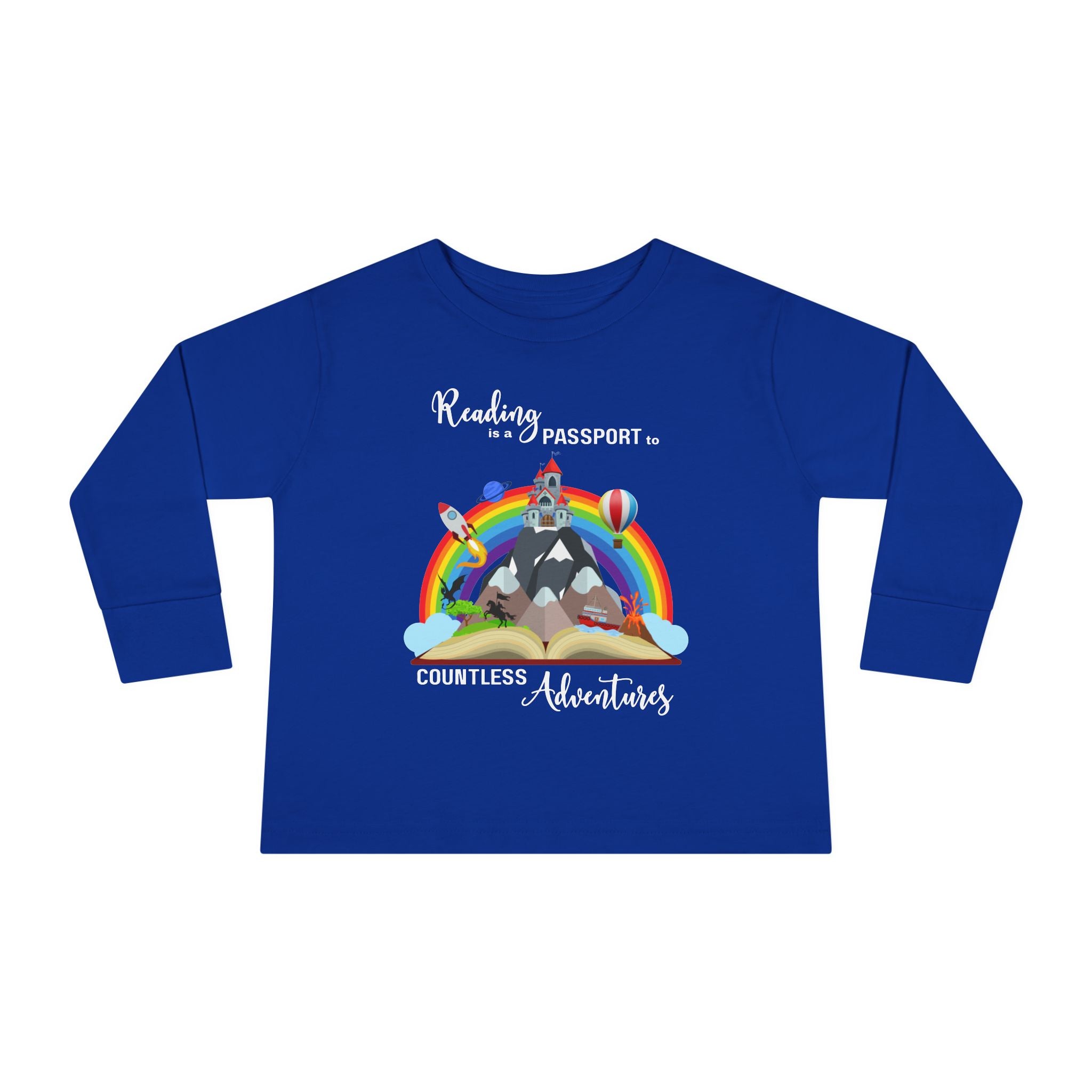 Toddler Tee — "Kindness is Power, Boundless Adventures" Rainbow Puppy Long Sleeve