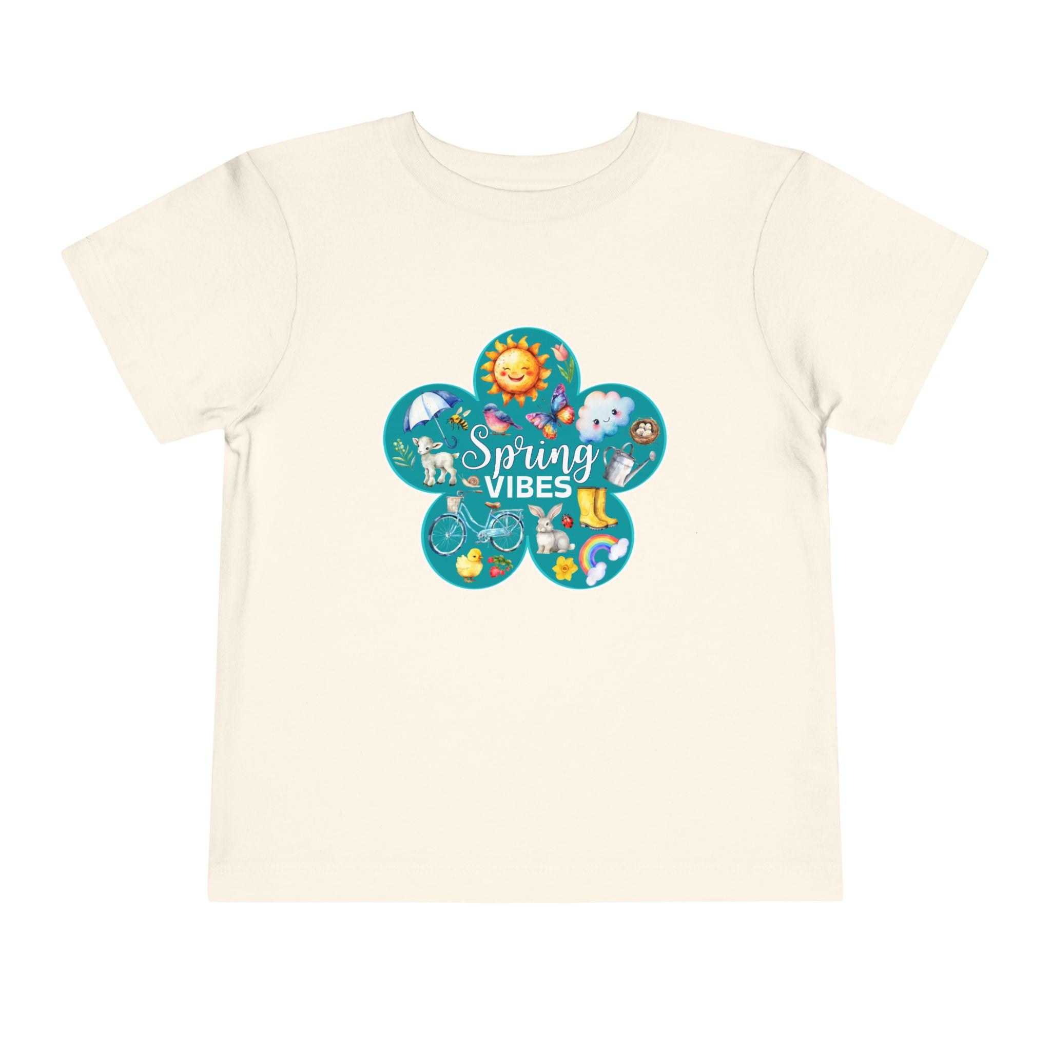 Toddler "Spring Vibes" Teal Bloom Short Sleeve Tee
