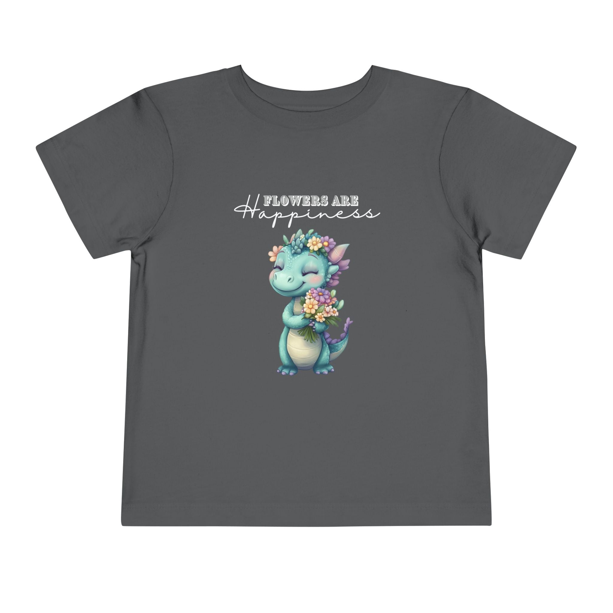 Toddler "Flowers are Happiness" DINA Unisex Short Sleeve Tee