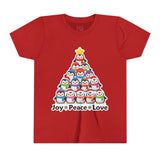 "Joy Peace Love" Kids Christmas Tee – Holiday Shirt, Penguin Graphic Tee