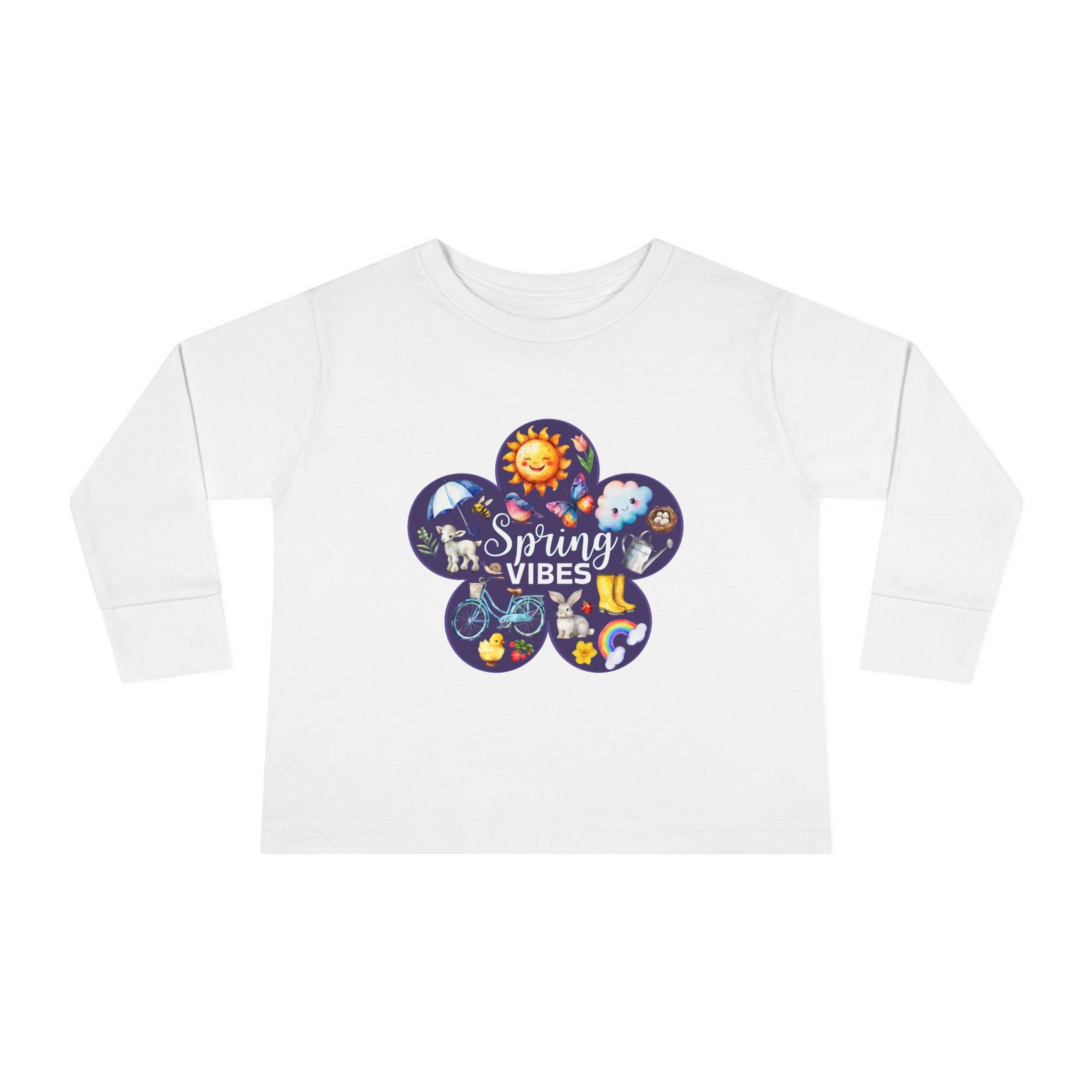 Toddler "Spring Vibes" Purple Bloom Unisex Long Sleeve Tee