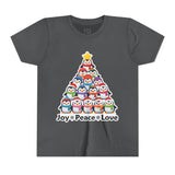 "Joy Peace Love" Kids Christmas Tee – Holiday Shirt, Penguin Graphic Tee