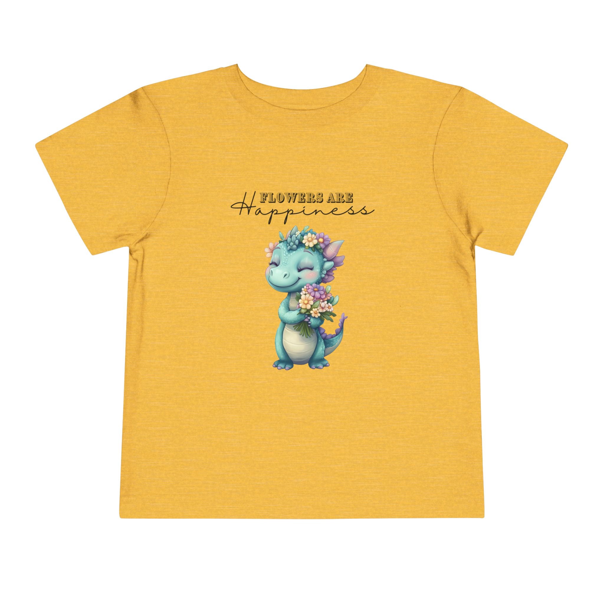 Toddler "Flowers are Happiness" DINA Unisex Short Sleeve Tee