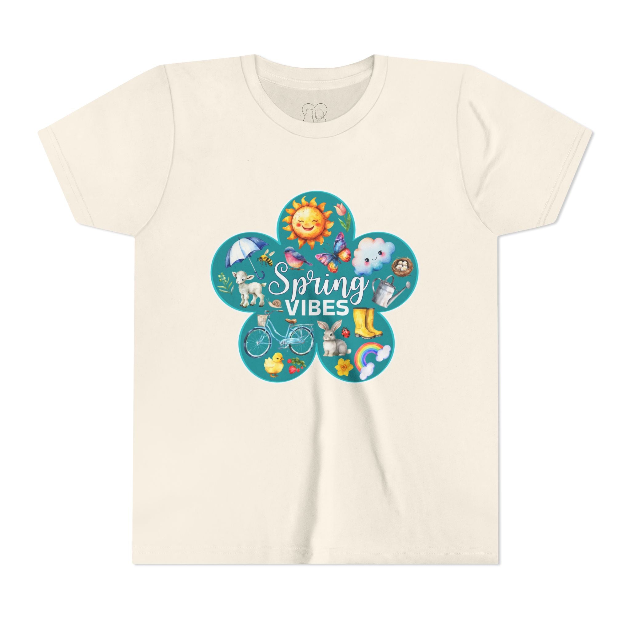 Kids "Spring Vibes" Teal Blossom Unisex Short Sleeve Tee