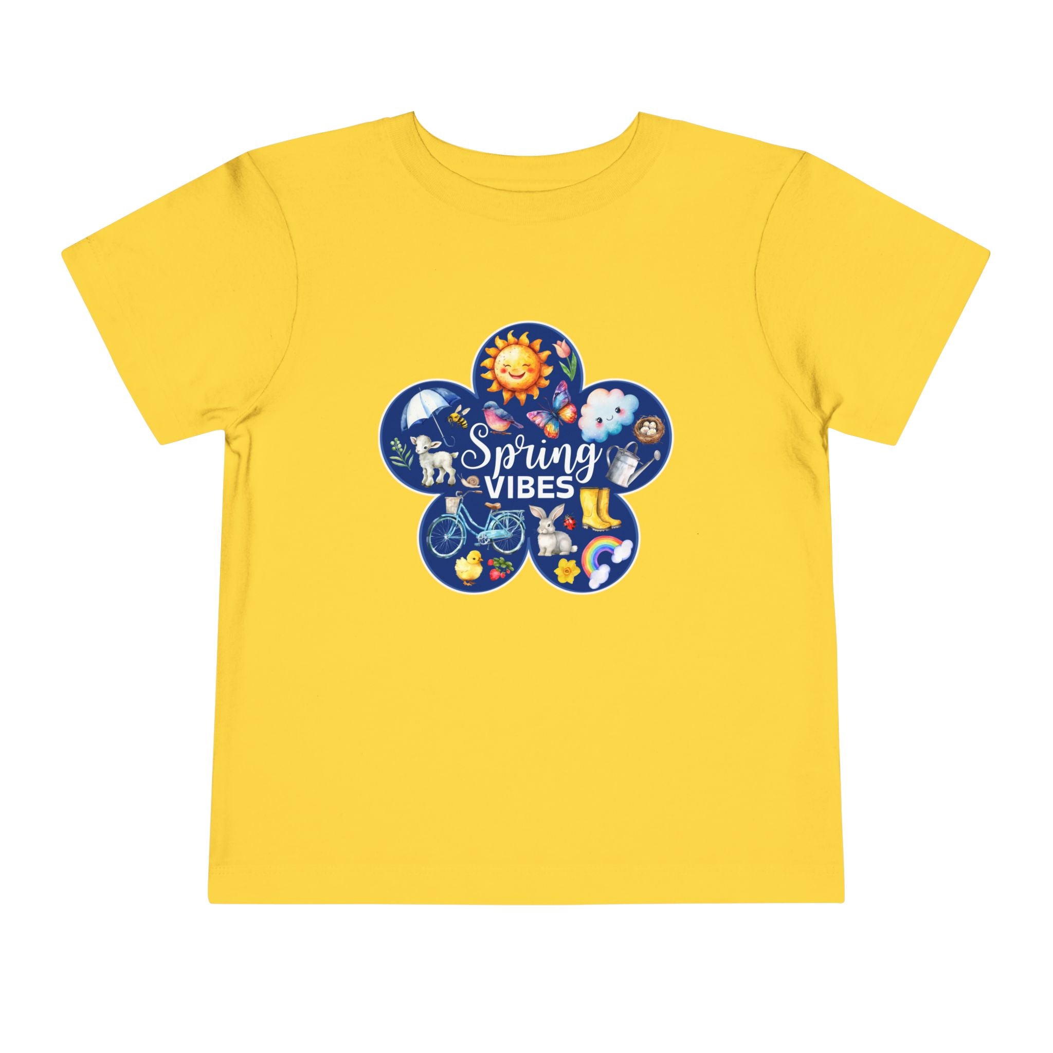 Toddler "Spring Vibes" Blue Bloom Short Sleeve Tee